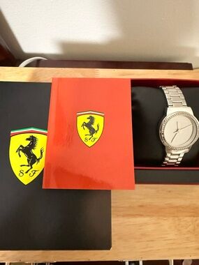 Ferrari Silver Stainless Steel Men’s Watch with Signature Red Box